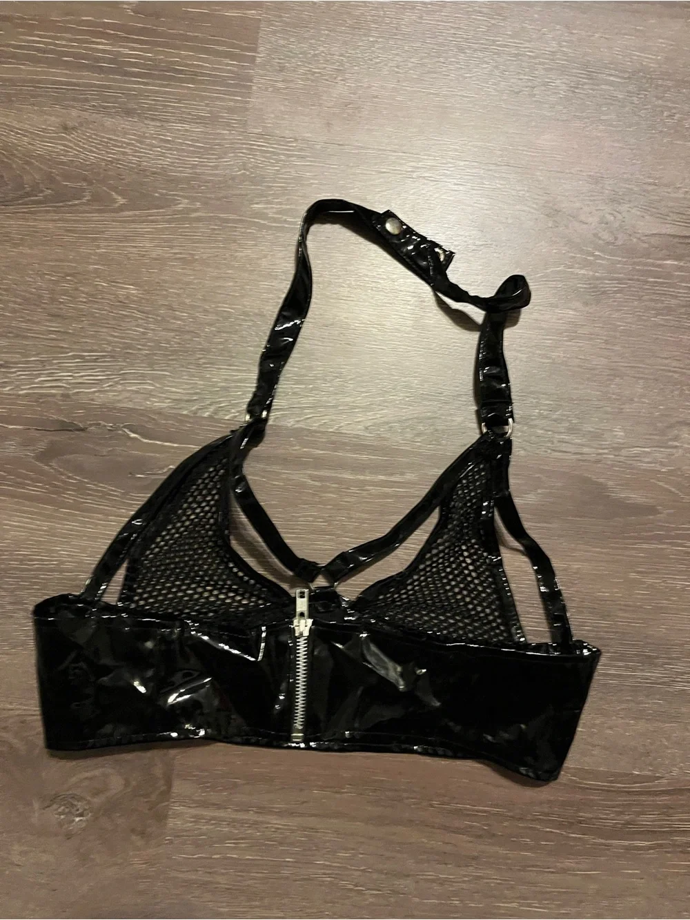 Black Mesh & Patent Bralette - Women Intimates size medium